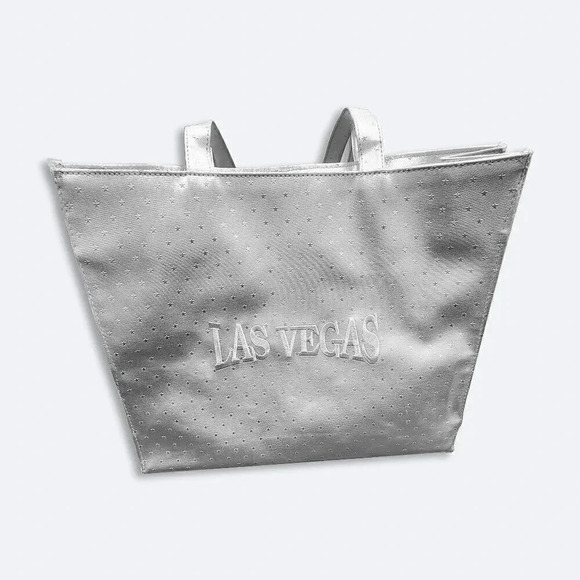 NWT LAS VEGAS SILVER SPARKLY WOMENS 2 PC HANDBAG SET - Picture 2 of 4